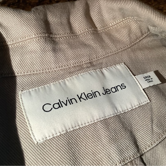 Calvin Klein Jeans denim blazer, color tan, size: S - Picture 6 of 12